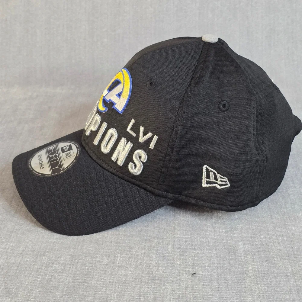 New Era 9FORTY Hat Mens‎ OSFA Black LA Rams Super Bowl LVI Champions Adjustable